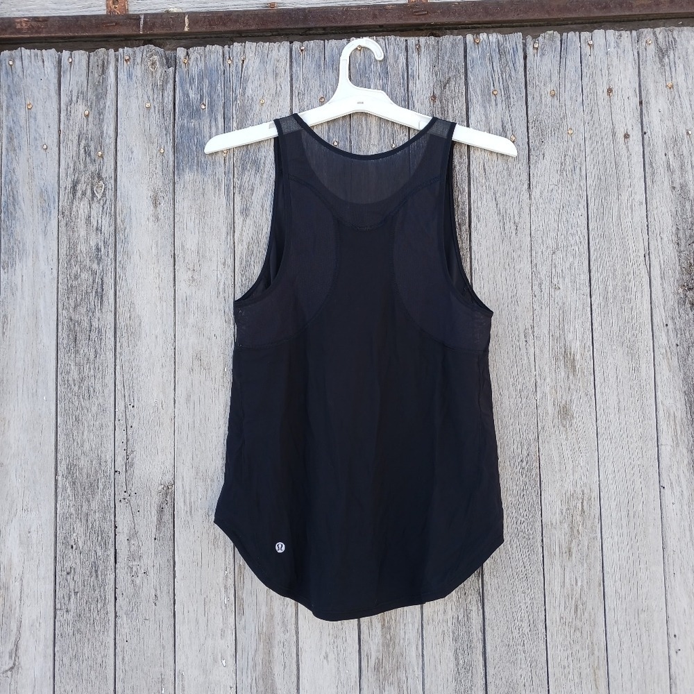 Lululemon Womens Size 4 Black Sculpt ll Mesh Panels Relaxed Active Tank Top - Picture 7 of 7